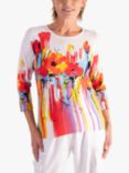 chesca Flower Bouquet Fine Knit Jumper, White/Multi