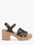 Hush Puppies Poppy Fisherman Block Heel Wedge Leather Sandals, Black