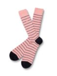 Charles Tyrwhitt Cotton Blend Ribbed Stripe Socks, Light Pink