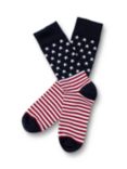 Charles Tyrwhitt Cotton Rich Star & Stripe Socks, Navy/Red