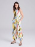 Cape Cove Mia Swirl Print V-Neck Jumpsuit, Cream/Multi