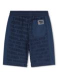 Timberland Kids' Fancy Terry Towel Jacquard Logo Side Stripe Bermuda Shorts, Blue/Multi
