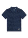 Timberland Kids' Terry Loop Jacquard Logo Polo Shirt, Blue/Multi