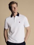 Charles Tyrwhitt England Rugby Contrast Collar Short Sleeve Pique Polo Shirt, White