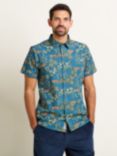 Brakeburn Cotton Botanical Tiger Shirt, Blue/Multi