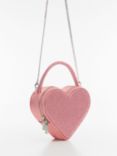 Mango Crystal Embellished Heart Bag, Pink