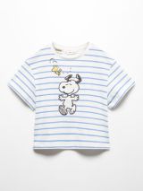 Mango Kids' Snoopy & Woodstock Stripe T-Shirt, Natural White