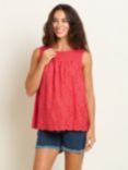 Brakeburn Ruby Cotton Sleeveless Top, Red