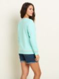 Brakeburn Blanket Stitch Crew Neck Sweatshirt, Turquoise