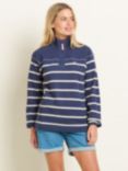 Brakeburn Stripe Quarter Zip Jumper, Navy/White