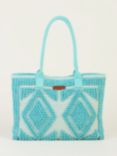 Brakeburn Nautica Tufted Beach Bag, Turquoise/White