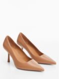 Mango Leather Heel Court Shoes, Medium Brown