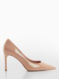 Mango Ari High Heel Court Shoes, Nude Patent