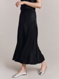 Ghost Jennifer Satin Midi Skirt, Black