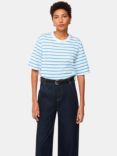 Whistles Striped Half Sleeve T-Shirt, Blue/White