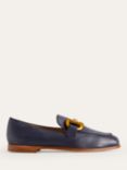 Boden Iris Leather Snaffle Trim Loafers, Navy
