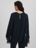 Reiss Francesca Cape Sleeve Blouse, Navy