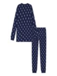 Polo Ralph Lauren Kids' Logo Rib Long Sleeve Pyjamas, Navy