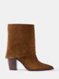 Mint Velvet Suede Fold Over Boots, Tan