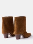 Mint Velvet Suede Fold Over Boots, Tan