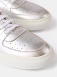 Mint Velvet Leather Lace-Up Trainers, Silver