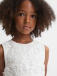 Reiss Kids' Rocha Floral Embellished Tulle Occasion Dress, Ivory