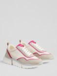 L.K.Bennett Step Leather & Suede Flatform Trainers, Mul-white