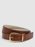 Reiss Madison Reversible Leather Belt, White/Tan