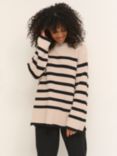 KAFFE Cilla Oversize Striped Jumper, Sand/Black