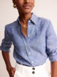 Boden Sienna Linen Shirt, Authentic Blue
