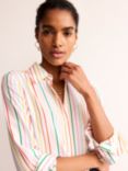 Boden Sienna Multicolour Stripe Silk Shirt, Ivory/Multi