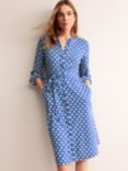Boden Julia Foliage Print Jersey Shirt Dress, Blue/White