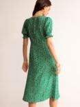 Boden Corinne Ditsy Bud Print Midi Tea Dress, Green/Pink