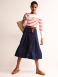 Boden Petra Utility Linen Midi Skirt, Navy