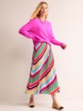 Boden Stripe Pleated Midi Skirt, Multistripe