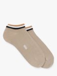 HUGO BOSS BOSS Iconic Stripe Design Ankle Socks, Pack of 2, Dark Beige