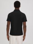 Reiss Floyd Half Zip Textured Polo Shirt, Black