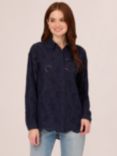 Adrianna Papell Eyelet Button Front Tunic Blouse, Navy