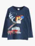 Lindex Kids' Fire Engine Long Sleeve Top, Dark Blue