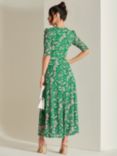Jolie Moi Wrapped Mesh Maxi Dress, Green Floral