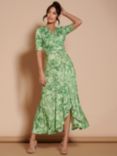 Jolie Moi Ruffled Jersey Maxi Dress, Green
