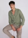 Moss Tailored Fit Linen Long Sleeve Shirt, Green