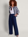 Monsoon Samara Striped Cardigan, Blue/White