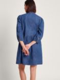 Monsoon Mae Pintuck Denim Dress, Blue