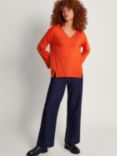 Monsoon Vida Fine Wool Blend V Neck Jumper, Orange