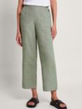 Monsoon Parker Linen Cropped Trousers, Khaki