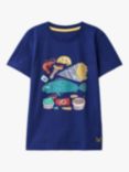 Crew Clothing Kids' Short Sleeve Fish & Chips T-Shirt, Dark Blue/Multi