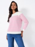 Crew Clothing Nautical Button Shoulder Jumper, Pink/Multi