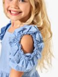 Angel & Rocket Kids' Open Ruffle Shoulder Dress, Cornflower Blue