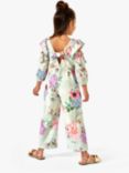 Angel & Rocket Kids' Fiorella Floral Print Open Sleeve Detail Jumpsuit, Mint